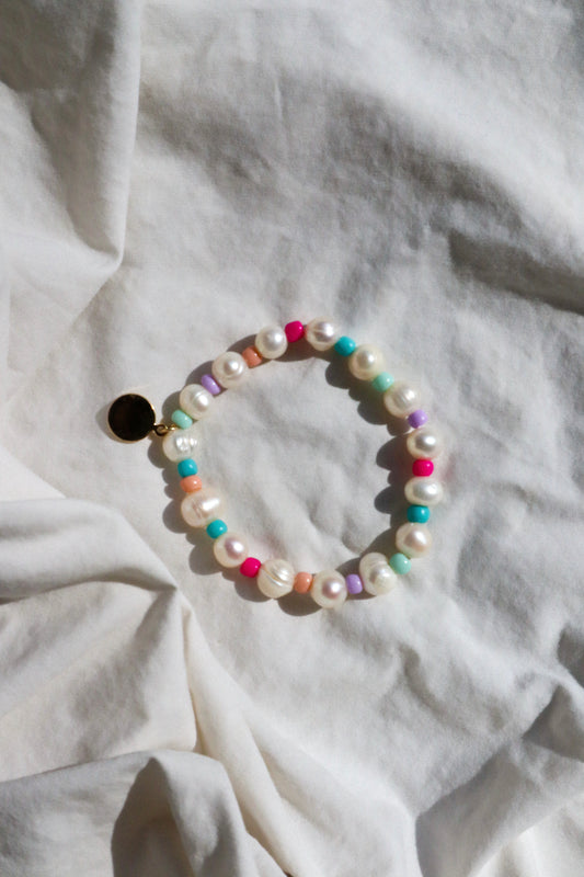 Rainbow Tide Pearl Stretch Bracelet