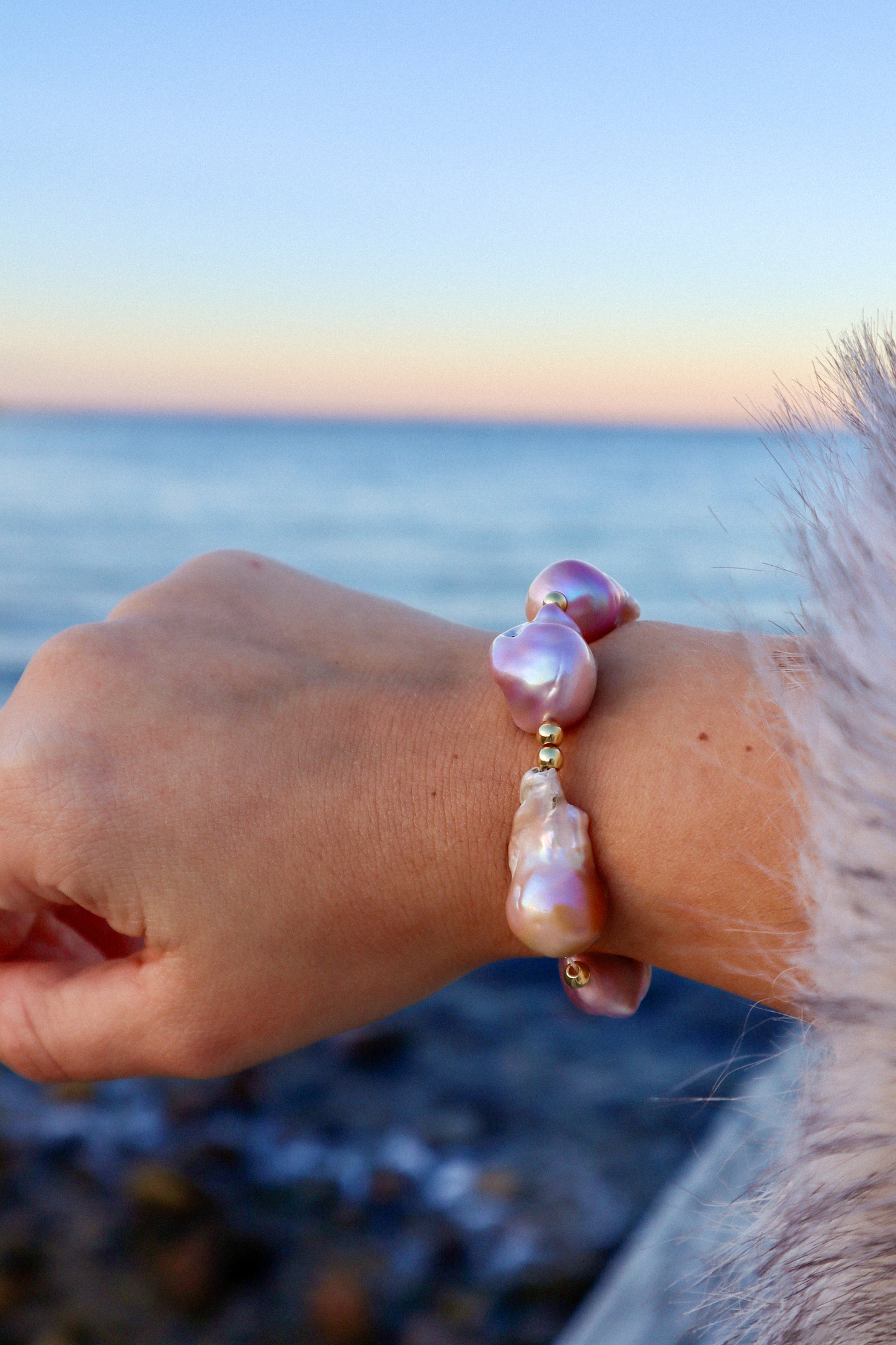 Katya Pink Baroque Pearl Stretch Bracelet