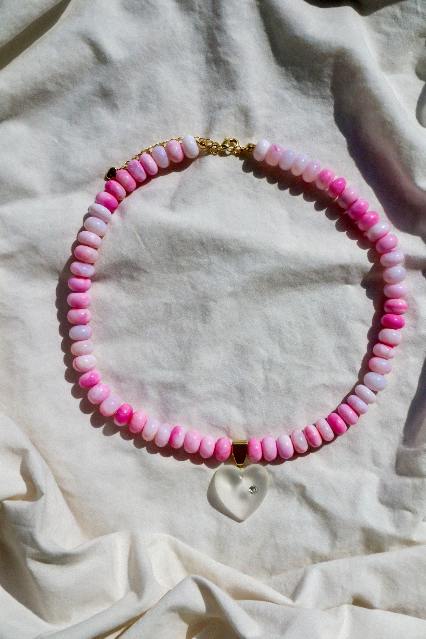 Pink Petals Heart Necklace