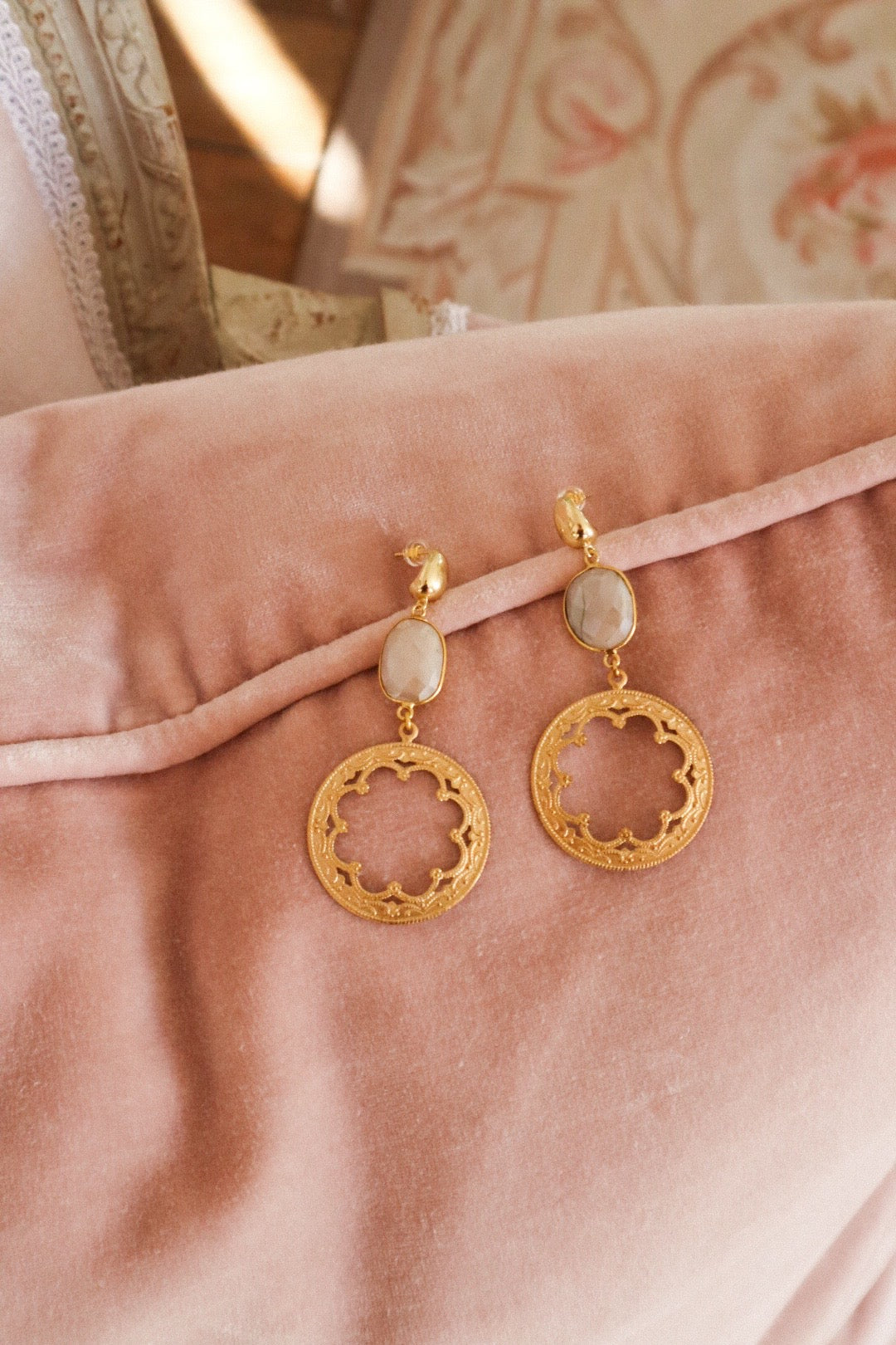 Moonstone Medallion Earrings