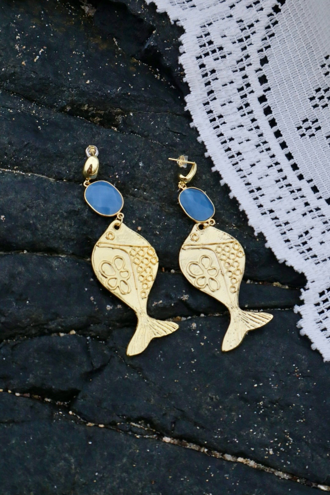 Azure Fish Charm Earrings