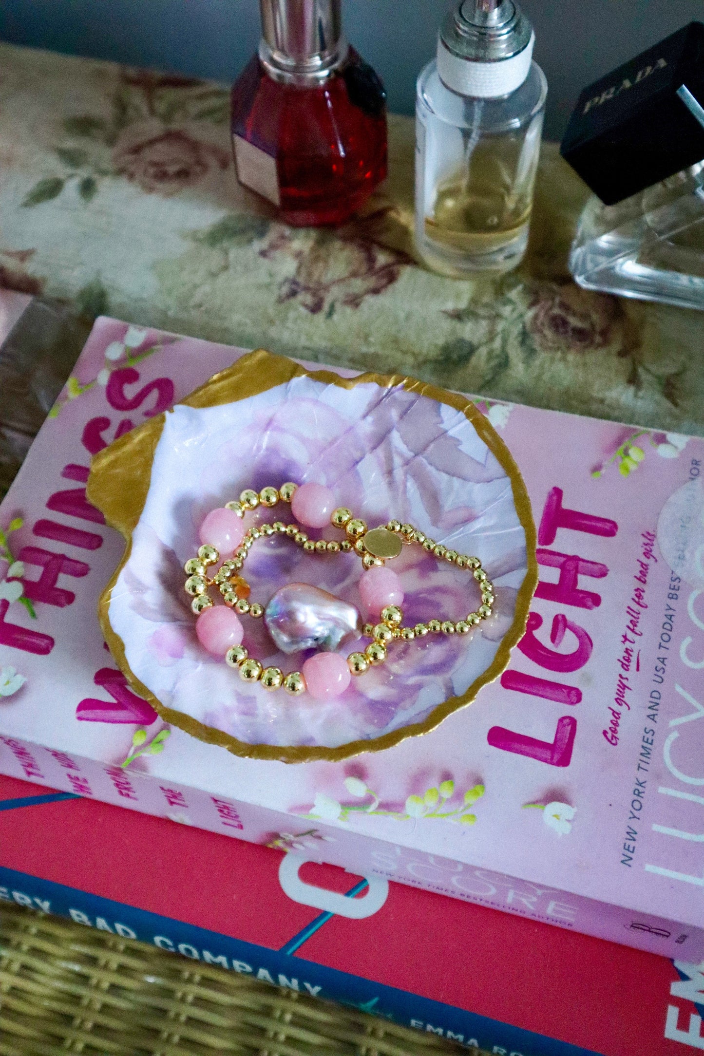 Purple Flower Scallop Ring Dish