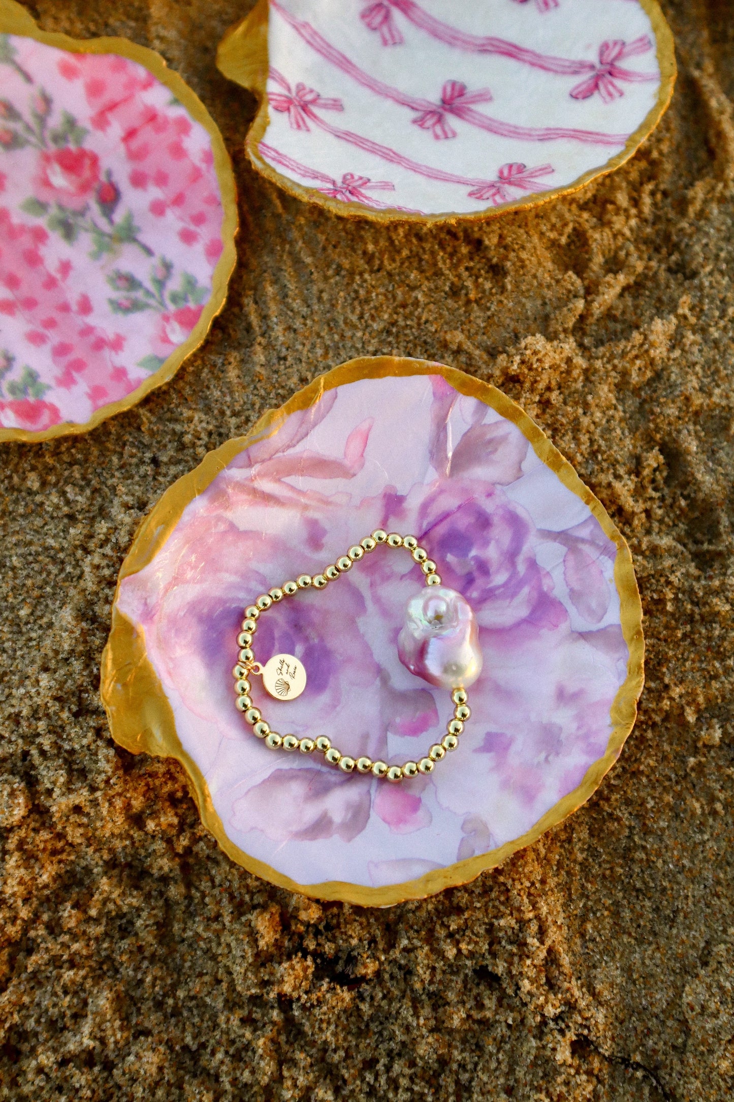 Purple Flower Scallop Ring Dish
