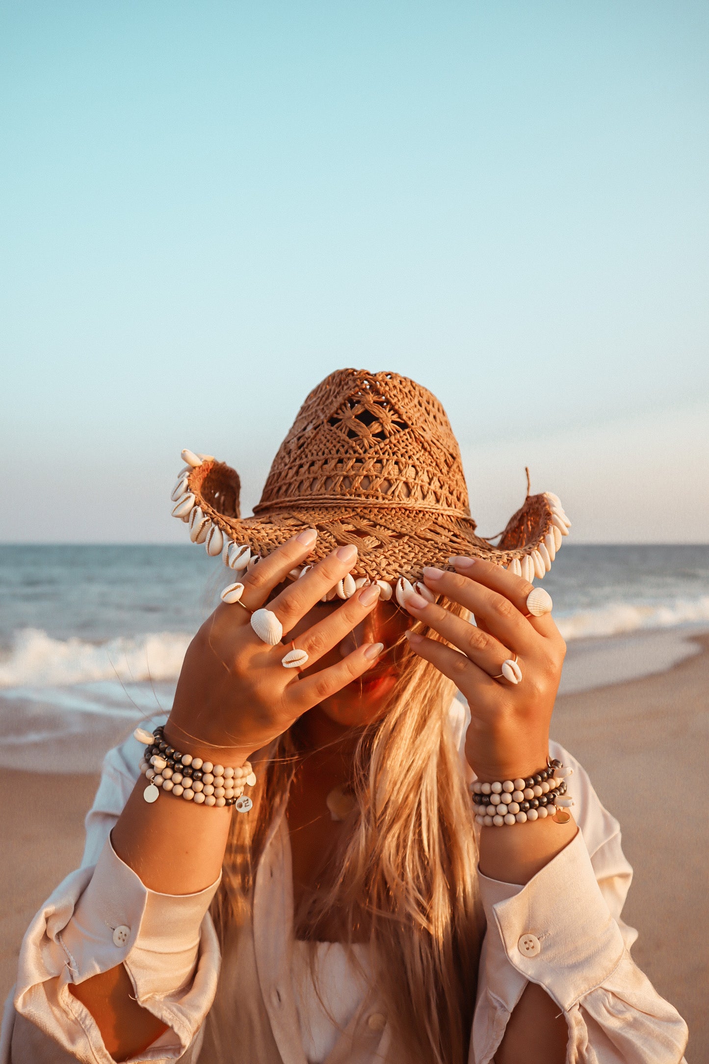 By the Seashore Cowrie Adjustable Ring
