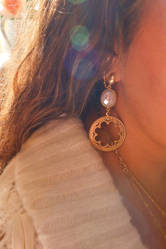 Moonstone Medallion Earrings