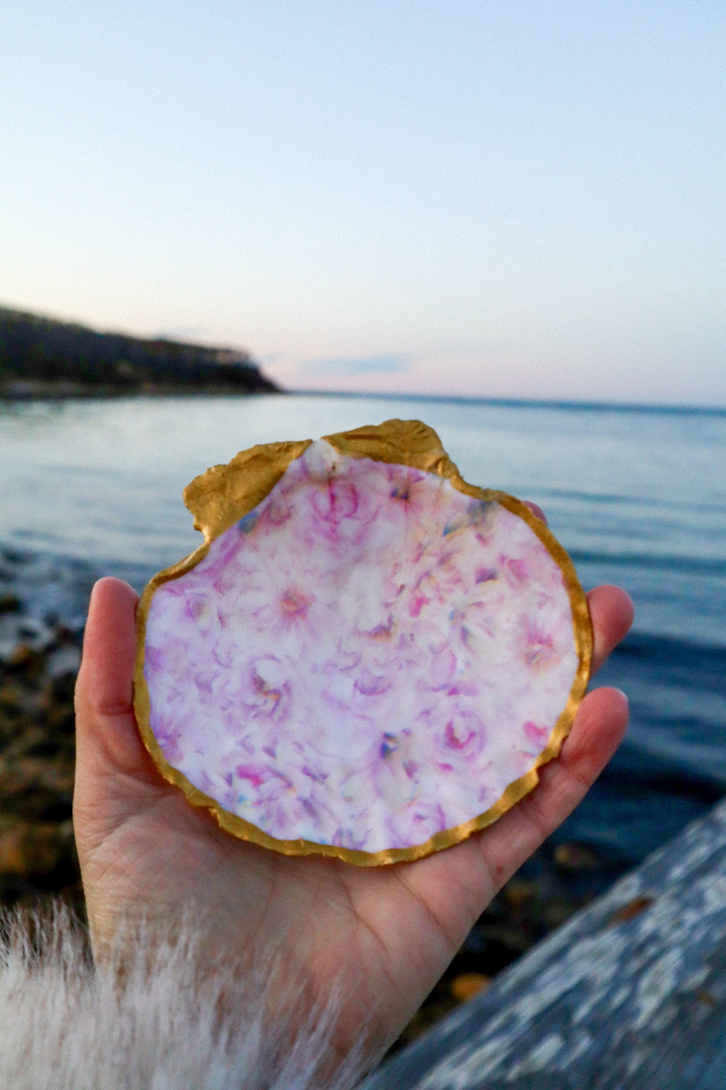 Pale Pink Floral Scallop Dish