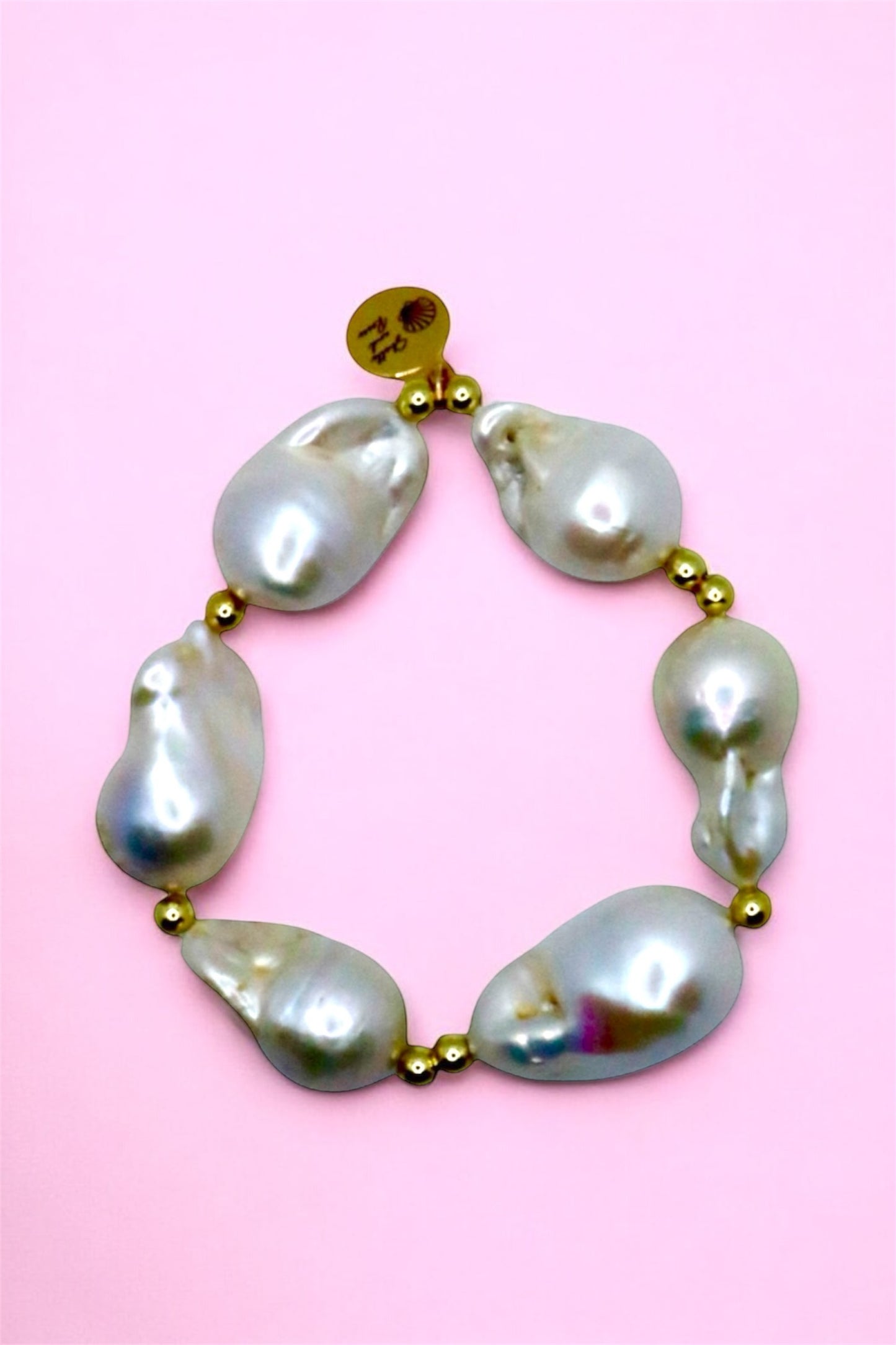 Katya White Baroque Pearl Stretch Bracelet