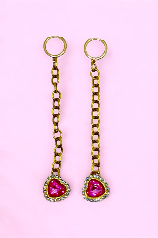 Pink Hearts Drop Earrings