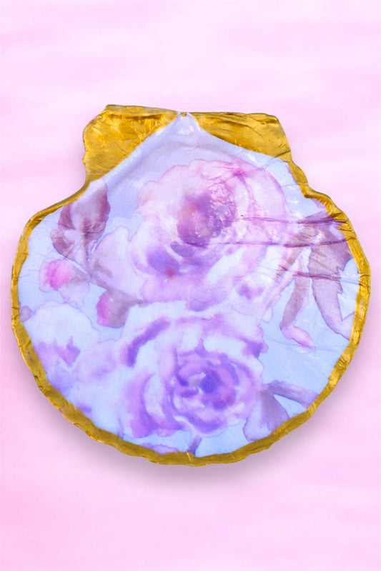 Purple Flower Scallop Ring Dish