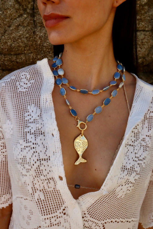 Azure Fish Charm Necklace