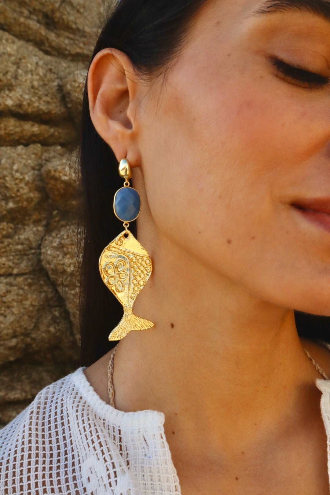 Azure Fish Charm Earrings