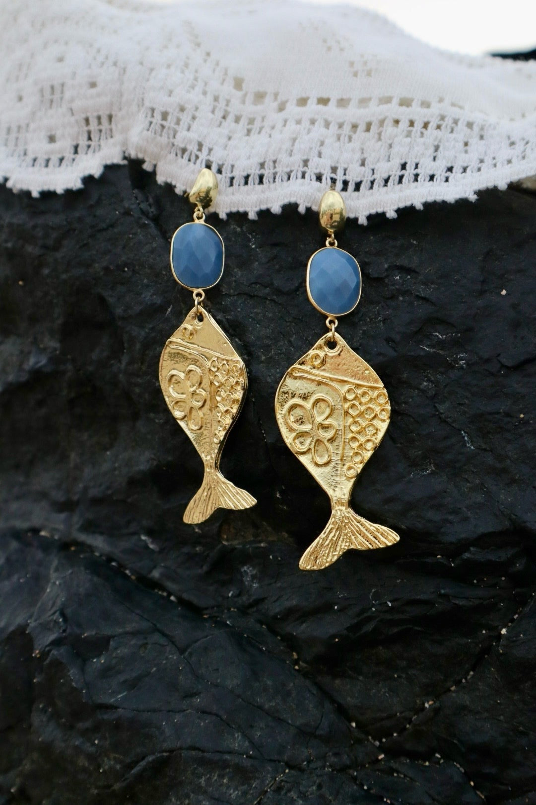 Azure Fish Charm Earrings