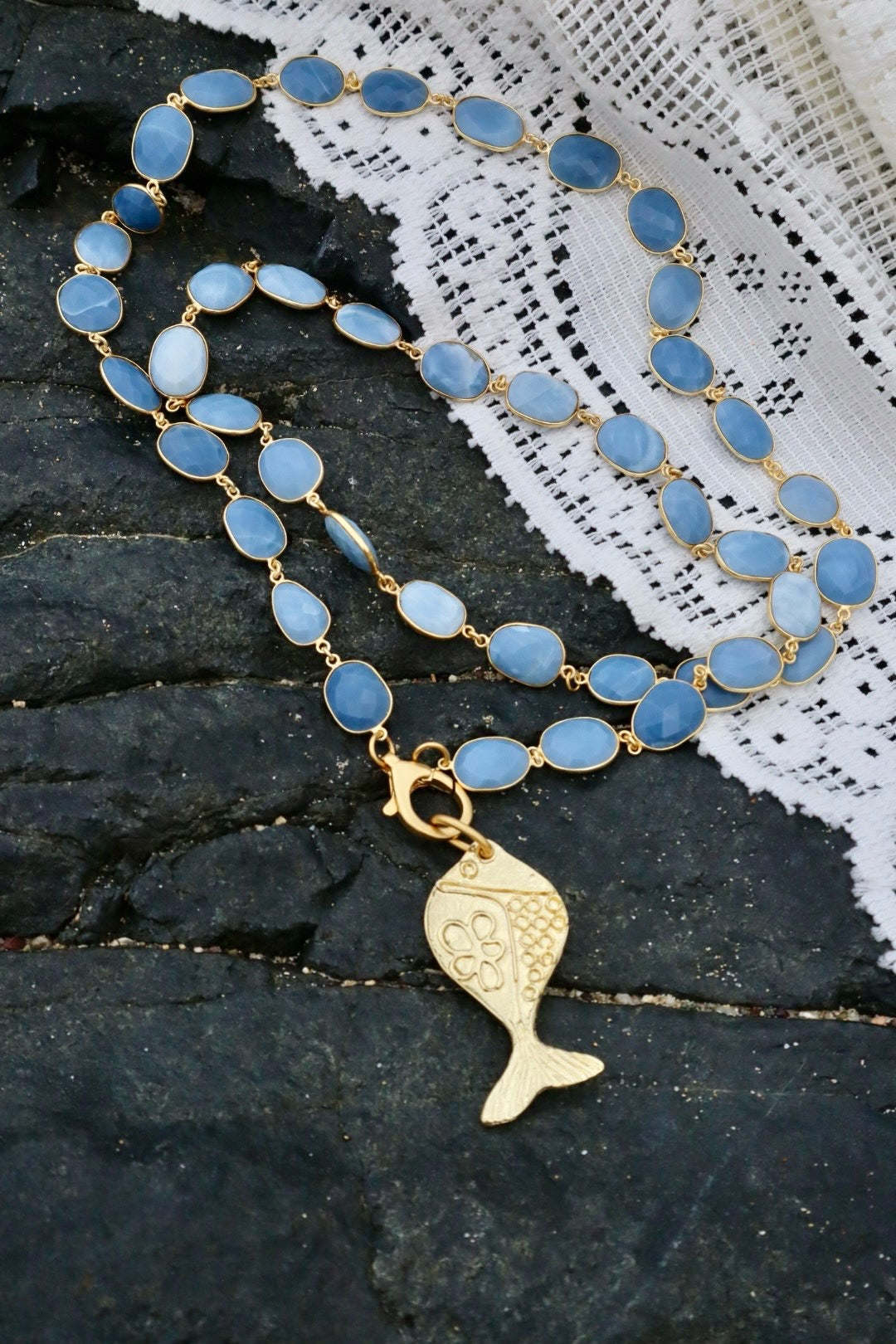 Azure Fish Charm Necklace