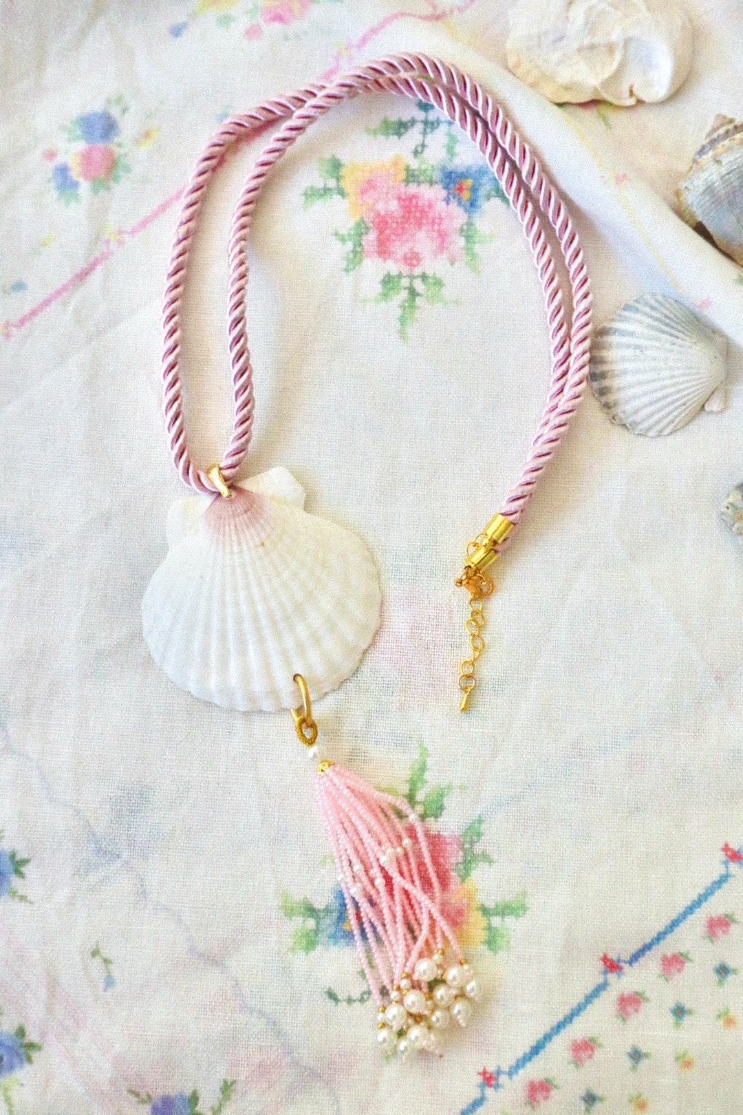Pink Castaway Scallop Necklace