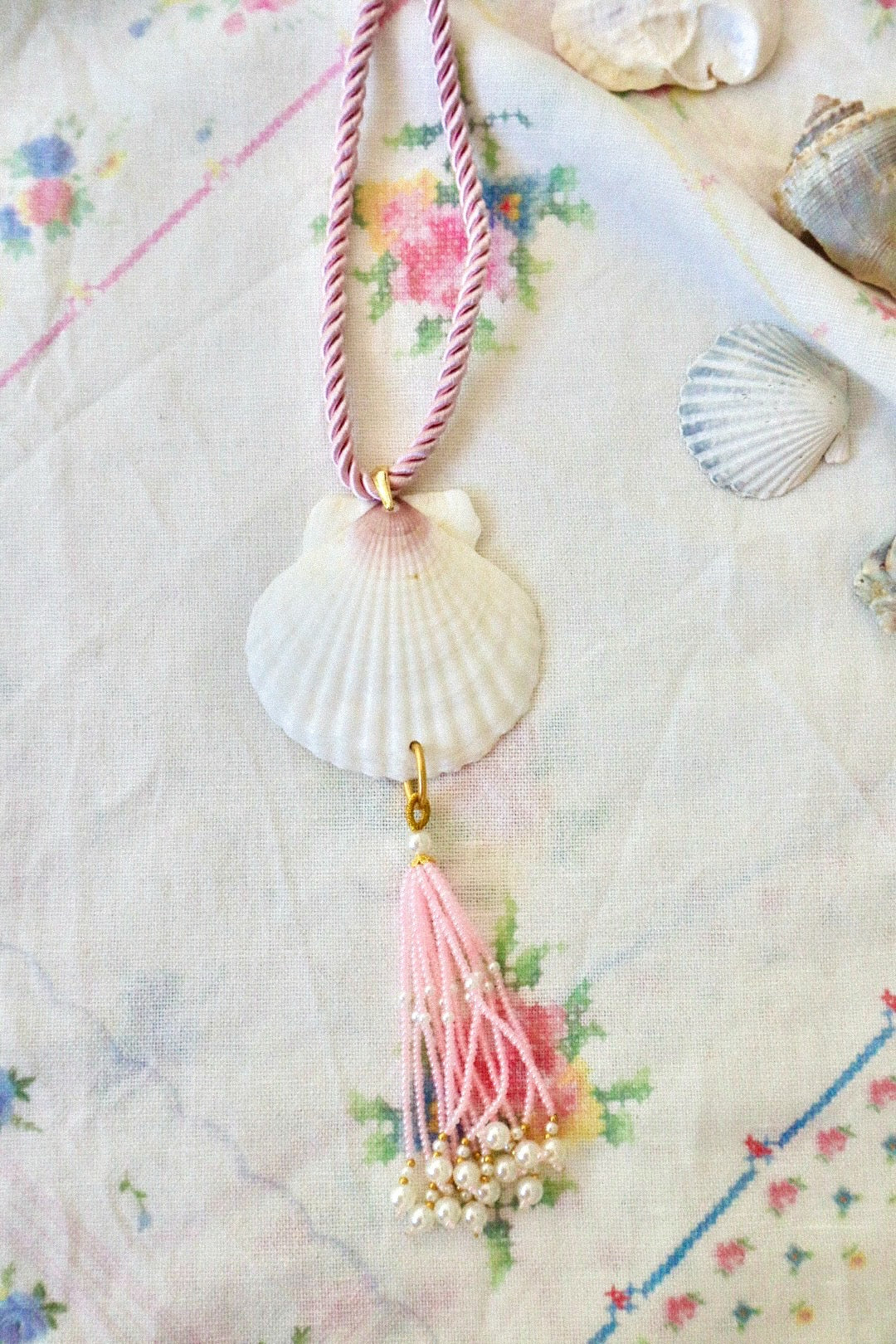 Pink Castaway Scallop Necklace