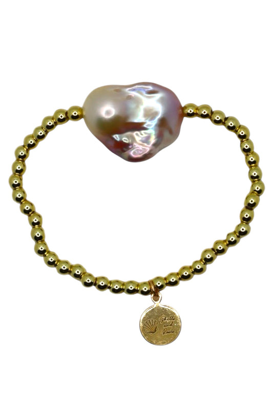 Cassy Pink Baroque Pearl Stretch Bracelet